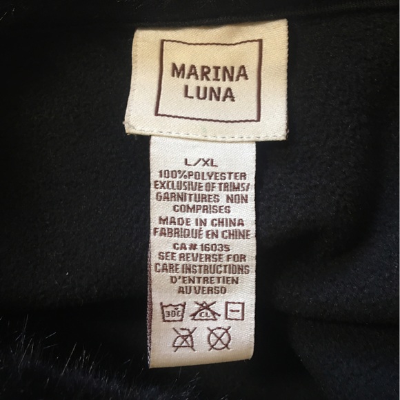 Marina Luna black and white tweed faux fur collar cape coat - Picture 7 of 10